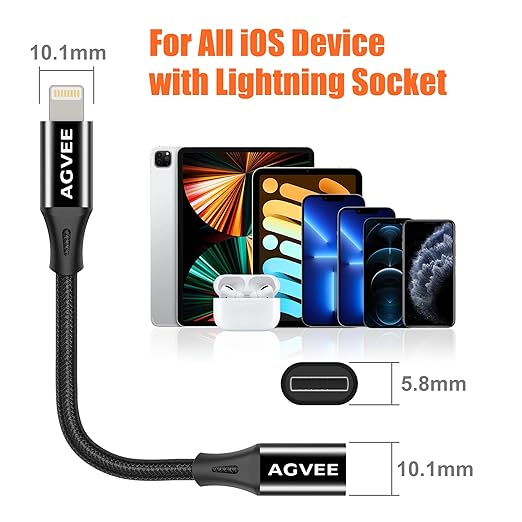 AGVEE [6.6ft Lightning Extension Cable Braided Female to Male Extender Cord - Image 7