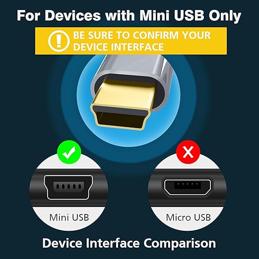 AGVEE 3.3ft Mini USB Cable, Braided Durable USB-A to Mini-B Charger Charging - Image 2
