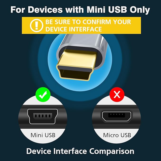 AGVEE 2 Pack 1ft Mini USB Cable, Braided Durable USB-A to Mini-B Charger - Image 2