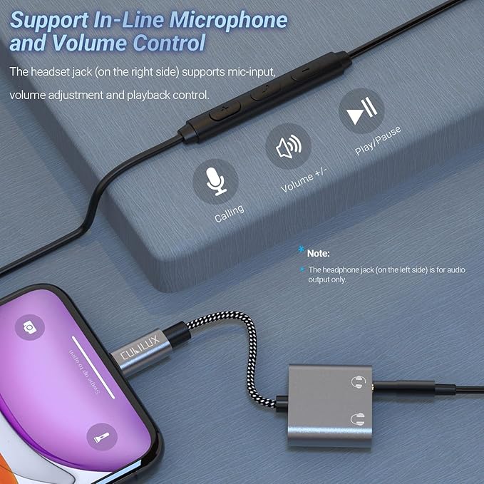 Cubilux Lightning Dual Headphone Splitter Double 3.5mm Audio Jacks Splitter - Image 4