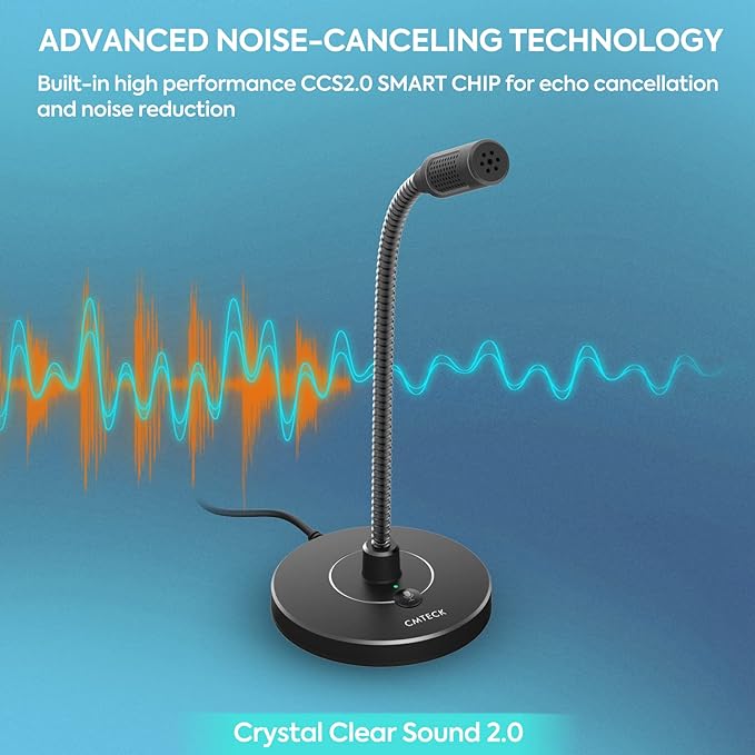 CMTECK USB Computer Microphone G009, Noise-Cancelling Recording Desktop Mic - Image 5