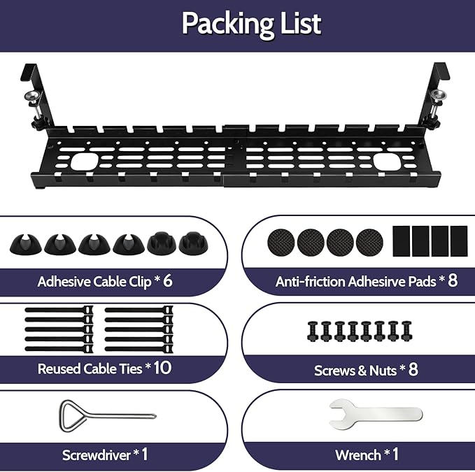 Shikha Cable Management Under Desk, 15.7"-31" Retractable Cable Management Tray - Image 8
