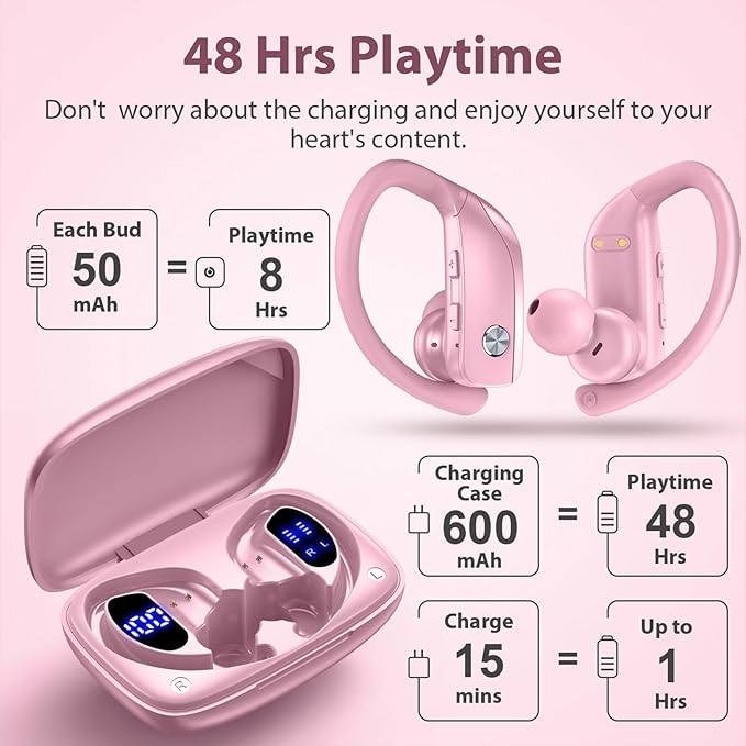 bmanl Wireless Earbuds Bluetooth Headphones 48hrs Play Back Sport Earphones - Image 3