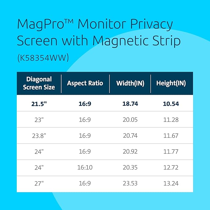 Kensington MagPro 21.5 Inch Magnetic Computer Privacy Screen - Image 3