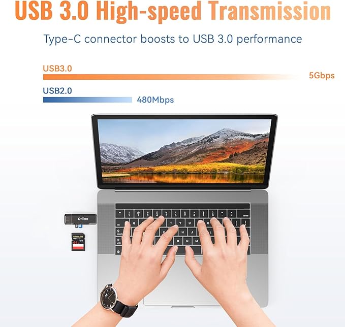 SD Card Reader USB 3.0 Dual USB A & USB C to Micro SD/SD Memory Card Adapter - Image 3