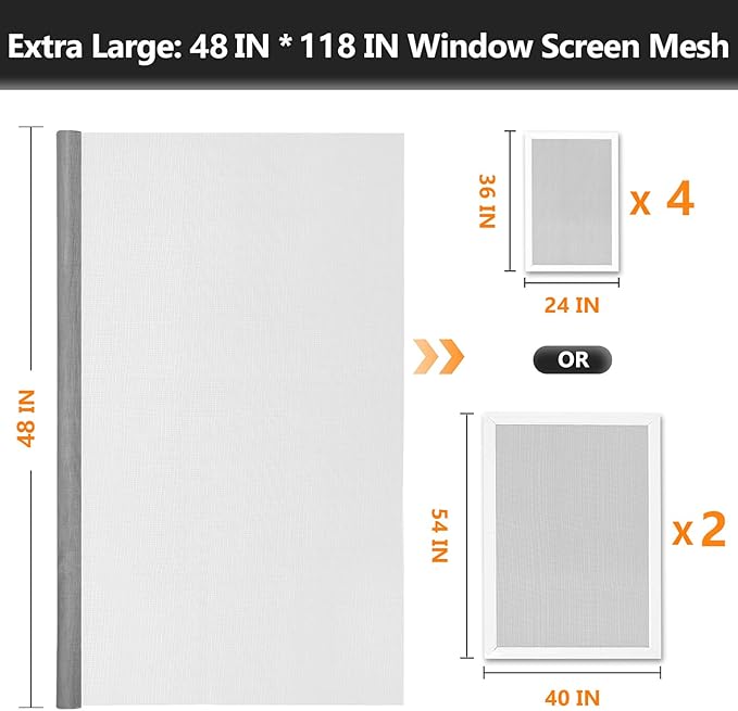 Window Screens Replacement Repair Kit, Durable Fiberglass Mesh Roll - Image 2