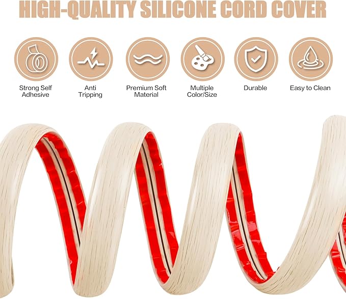 Floor Cord Cover Cavity 0.8"x0.37" Self Adhesive Cord Hider, 10FT Low Profile - Image 3