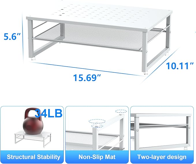 gianotter 2-Tier Metal Monitor Stand Riser, Desk Accessories & Workspace Desk - Image 5