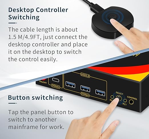 2*DP+1*HDMI KVM Switches 3 Monitors KVM Switch 2 Monitors 2 Computers Display - Image 8