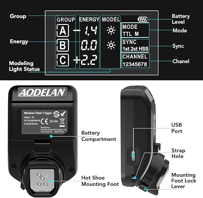 AODELAN TTL HSS 1/8000s Wireless Flash Remote Trigger Compatible - Image 5