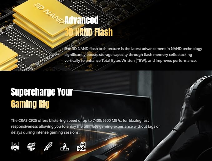 KLEVV CRAS C925 500GB M.2 2280 NVMe PCIe Gen4x4 Internal Gaming SSD - Image 7