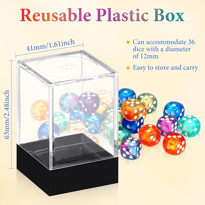 144 Pieces 12mm 6 Sided Mini Dice Set - Image 4