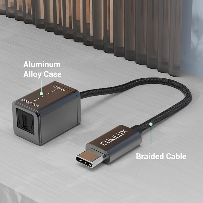 Cubilux USB C to SPDIF Transmitter, Unidirectional Type C to Optical Audio - Image 6