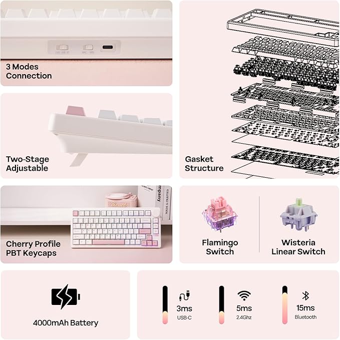 EPOMAKER QK81 75% Wireless Mechanical Gaming Keyboard, QMK/VIA Programmable and - Image 8