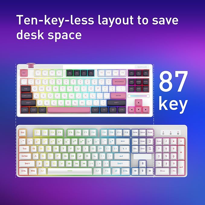 Redragon K729 80% Wired Gasket RGB Gaming Keyboard, 87 Keys TKL Mechanical - Image 3