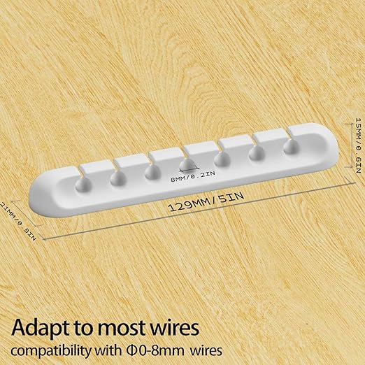 USB Cable Organizer Clips Cord Holder, 6 Packs White Self Adhesive Desk Cord - Image 2