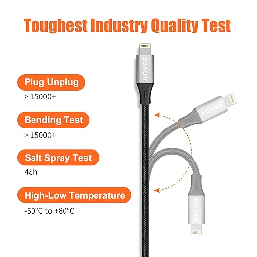 AGVEE 2 Pack 6.6ft Lightning Extension Cable, Braided Female to Male Extender - Image 6