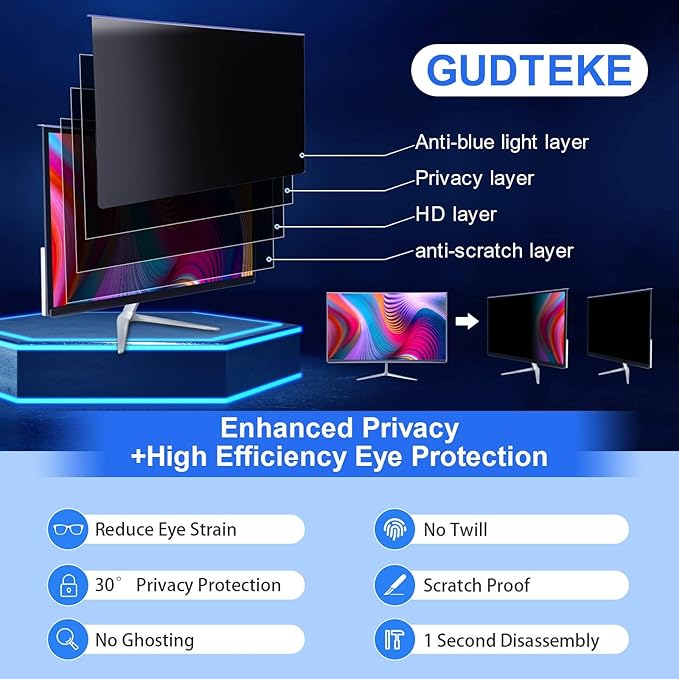 Computer Privacy Screen Filter 21.5 Hanging Monitor Privacy Screen Protector - Image 2