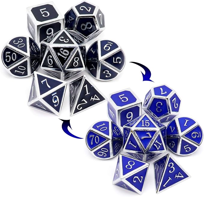 Haxtec Heat Sensitive Metal DND Dice Set Color Changing Metal Dice Temperature by HaxtecDice
