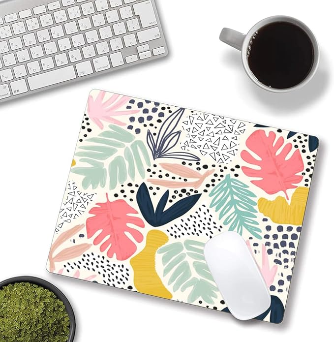 Mouse Pad, Colorful Palm Tropical Plants Mouse Pad, Square Waterproof Cute - Image 4