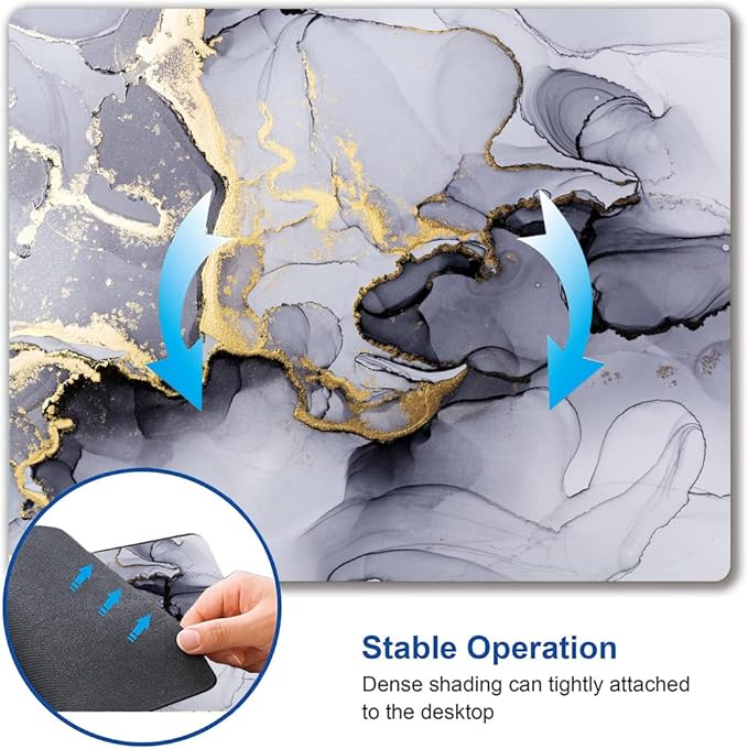 Hokafenle Gray Gold Black Marble Mouse Pad, Gaming Mouse Mat - Image 6