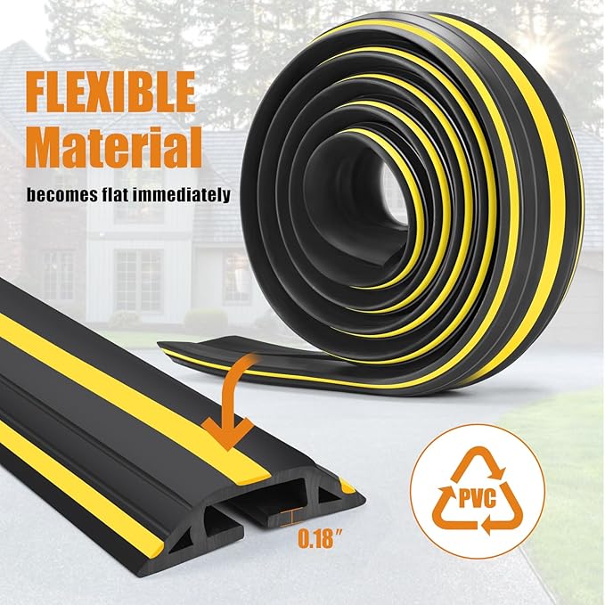 6.5 ft Cord Covers for Wires on Floor, Heavy Duty PVC Duct Floor Cord Cover - Image 4