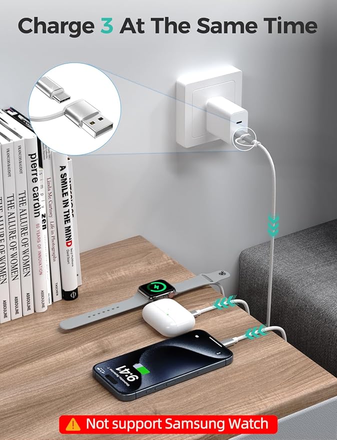White-Upgraded 3 in 2 USB C Cable - Image 3