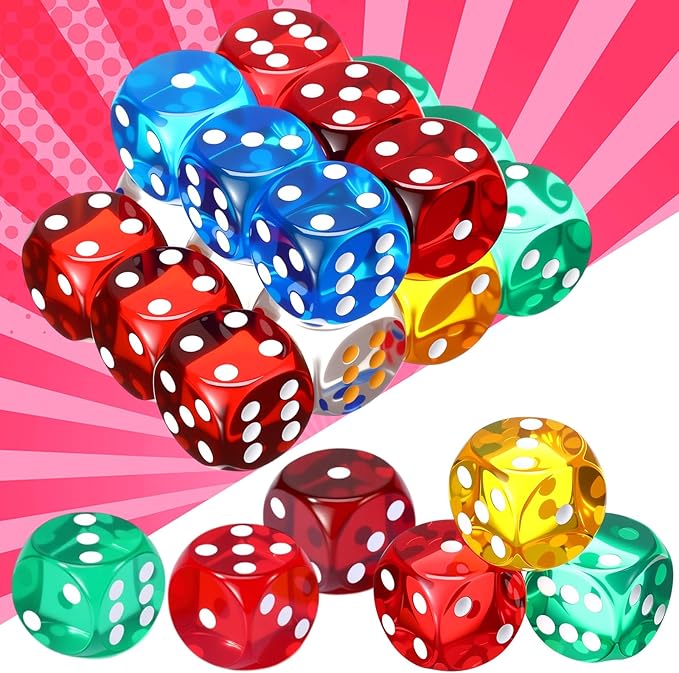18 Pcs Casino Theme Party Dice Large Opaque Jumbo Acrylic D6 Dice - Image 6