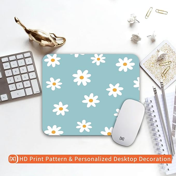 Square Mouse Pad Little Daisy, Personalized Premium-Textured Custom Mouse Mat - Image 6