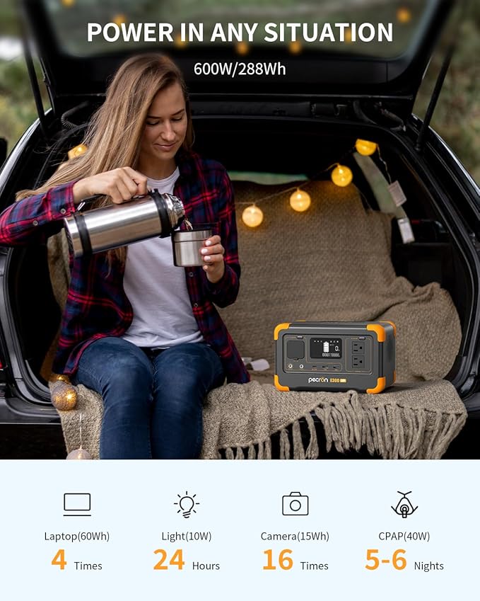 pecron Portable Power Station E300LFP, 288Wh Solar Generator, 2 Up to 600W AC - Image 4