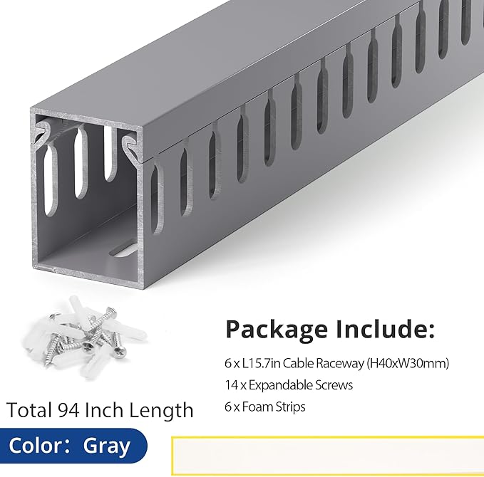 94.5in Professional Server Rack Cable Management Raceway, H1.6in x W1.2in Cable - Image 4