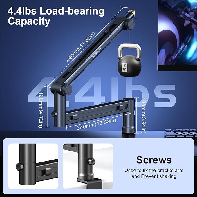 Microphone Arm, Aokeo AK-58 Desk Low Profile Adjustable Mic Boom Arm Stand - Image 4