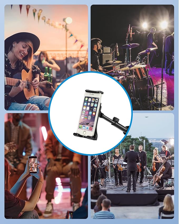 Moukey Tablet Holder for Microphone Stand, Adjustable Mic Music Stand Phone - Image 6