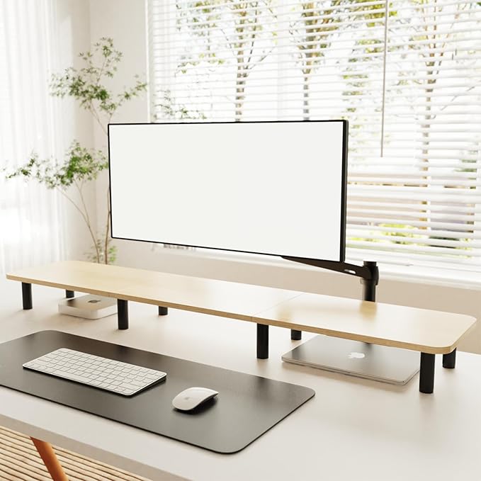 Large Extra Long Monitor Stand Riser 43.7in, Dual Monitor Riser, Wide TV Stand - Image 4