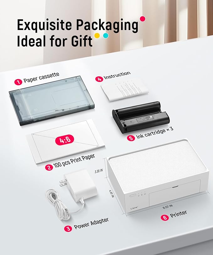 Liene M100 4x6'' Photo Printer, Phone Printer 100 Sheets & 3 Cartridges - Image 9
