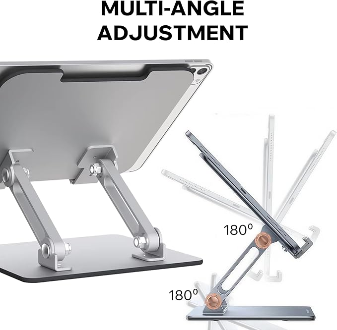 Foldable Aluminum Tablet & Phone Stand — Adjustable Height & Angle, Portable - Image 6