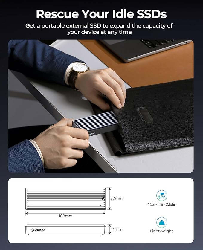 ORICO M.2 NVMe SSD Enclosure, USB 3.1 Gen 2 PCIe External Adapter NVMe Case - Image 5