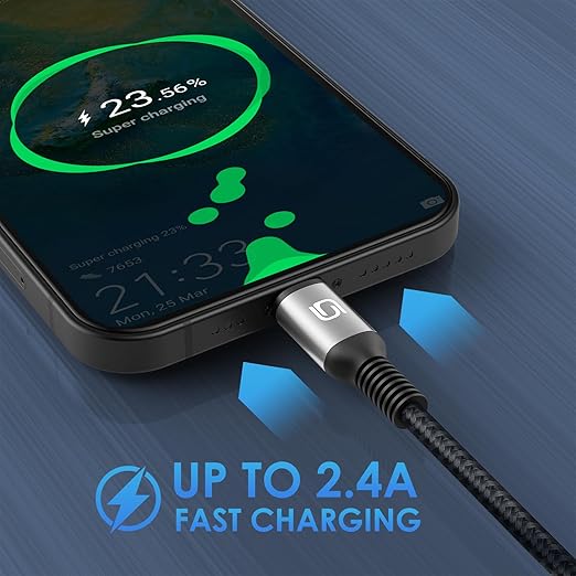 iPhone Charger Cable 3Pack 6FT USB-A to Lightning Cable Nylon Braided Fast - Image 5