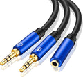 Tan QY Headphone Splitter 5FT, 3.5mm Female to 2 Dual 3.5mm Male Headphone Mic by Tan+QY