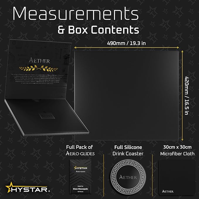 Hystar Aether Glass Gaming Mousepad | Micro-Etched Tempered Glass | Quiet - Image 6