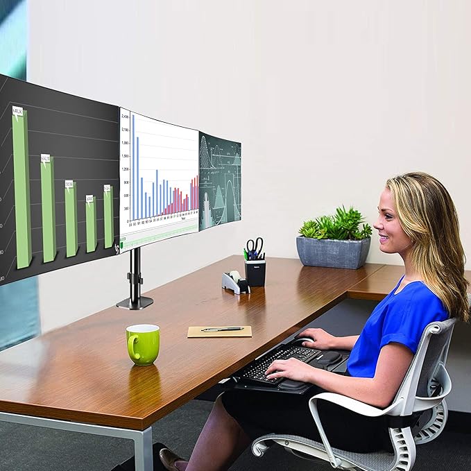 Pholiten Triple Monitor Desk Mount, Triple Gas Spring Monitor Arm - Image 2