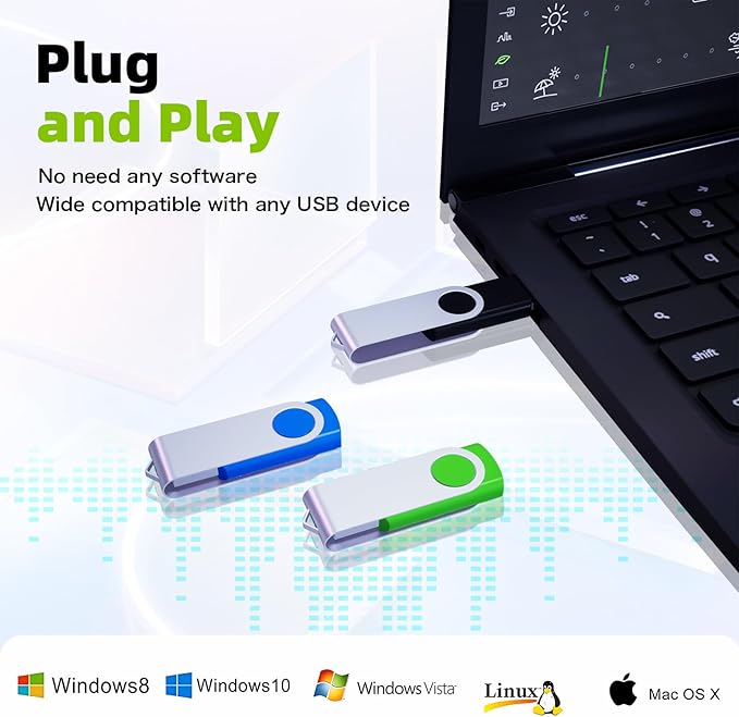 32GB Flash Drive 10 Pack, Wooolken USB 2.0 Thumb Drive Bulk Pen Drive Metal - Image 3