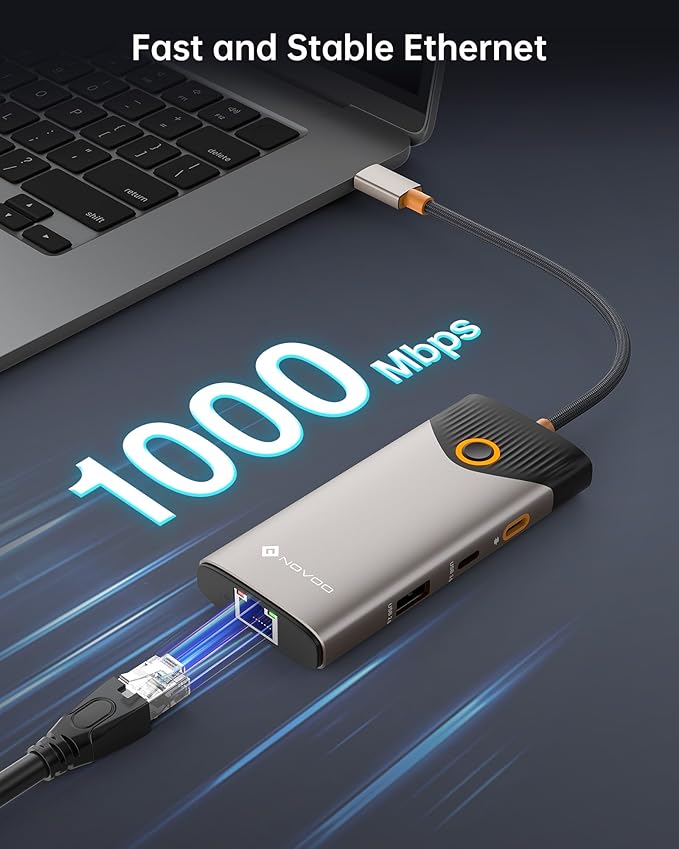 NOVOO USB C Hub Ethernet 4K@60 USB C HDMI Adapter Multiport Type C Adapter - Image 5