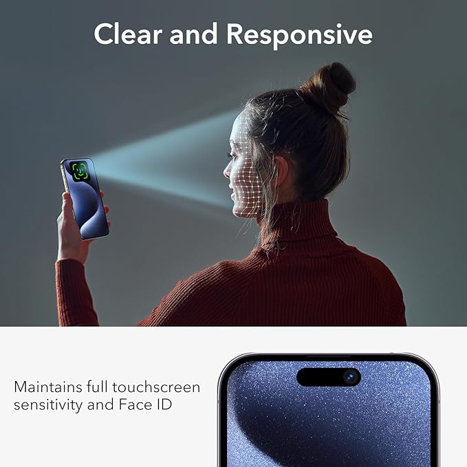 ESR 3 Pack for iPhone 15 Pro Privacy Screen Protector, Anti-spy Tempered-Glass - Image 5