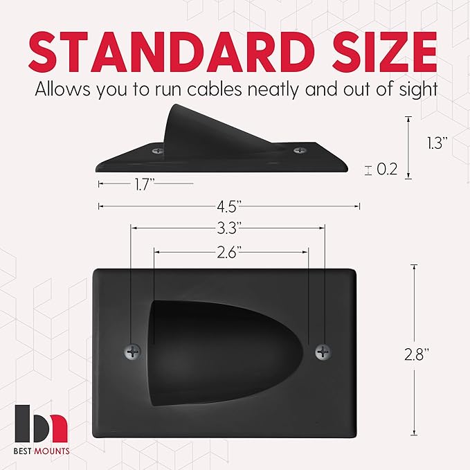 BestMounts - 1 Pack In Wall Cable Management Kit - Recessed Wall Plate Cable - Image 4