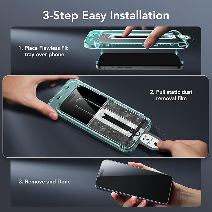 ESR 3+2 Pack for iPhone 15 Plus Screen Protector, Full Coverage Ultra-tough - Image 2