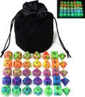 Double Color Glow in The Dark Dice Set 35 Pieces Polyhedral Dice by IvyFieldDice