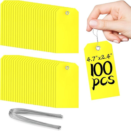 100Pcs Shipping Tags with Wire Ties Plastic Hang Tags by XUWAIDSGN