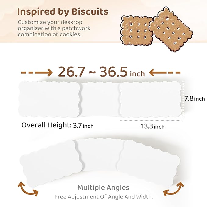 Dual Monitor Riser, Cookie-Shaped Adjustable Length & Swivel Angle, Wooden - Image 3