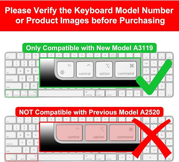 Allinside Black Keyboard Cover for 2024 Mac Magic Keyboard - Image 2